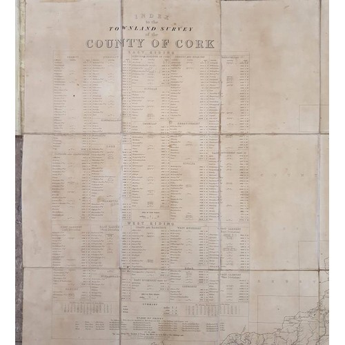 343 - 1845 Canvas backed Map of Cork County , names of Baronies, Parishes,Townlands, Cities and Market Tow... 