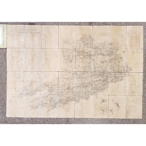 343 - 1845 Canvas backed Map of Cork County , names of Baronies, Parishes,Townlands, Cities and Market Tow... 