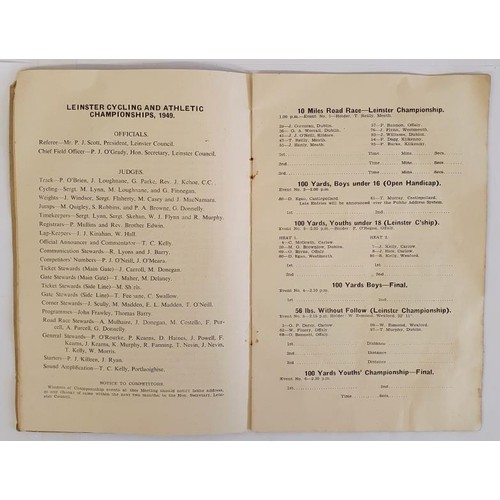 346 - Birr: Souvenir Programme for The Leinster Championship Sports at St Brendan's Park July 1949. With d... 