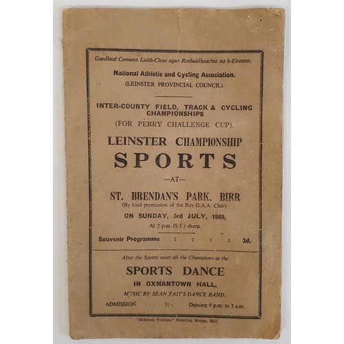 346 - Birr: Souvenir Programme for The Leinster Championship Sports at St Brendan's Park July 1949. With d... 