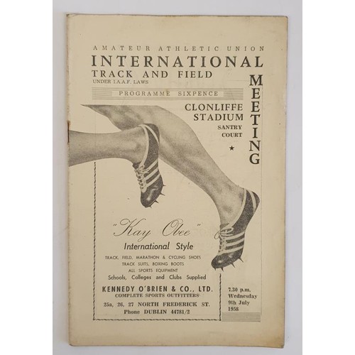 347 - Rare Sports Programme. Amateur Athletic Union International Track and Field Clonliffe Stadium, Santr... 