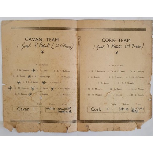 349 - 1943 All-Ireland Semi-Final Gaelic Football Programme. . Croke Park, Cork v. Cavan. Original printed... 