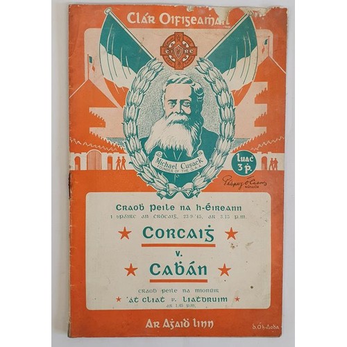 350 - 1945 All-Ireland Gaelic Football Programme. . Croke Park, Cork v. Cavan. Illustrated. Original print... 