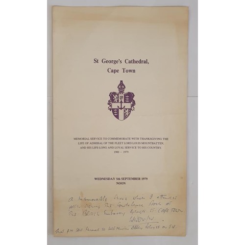 399 - Memorial Service to Commemorate the Life of Lord Louis Mountbatten, 1900-1979. Held Wednesday 5th Se... 