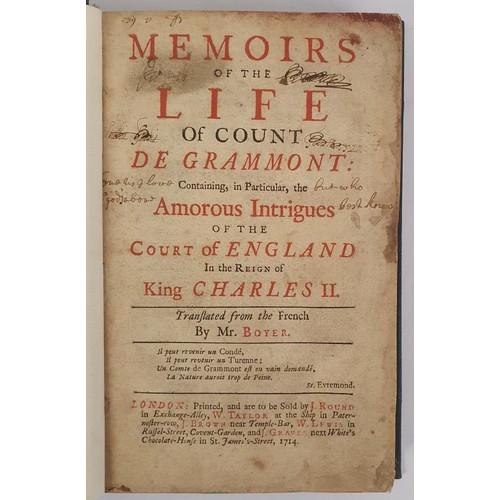 402 - (Anthony Hamilton) Memoirs of the Life of Count de Grammont, containing the amorous intrigues in the... 