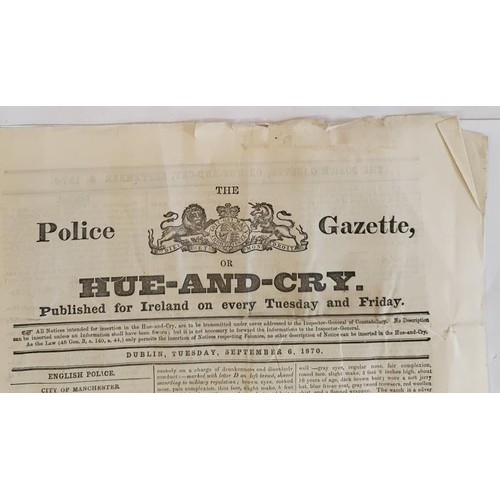 409 - [The Fenians and Manchester Martyrs]. The Police Gazette or Hue and Cry, for Ireland. September 1870... 