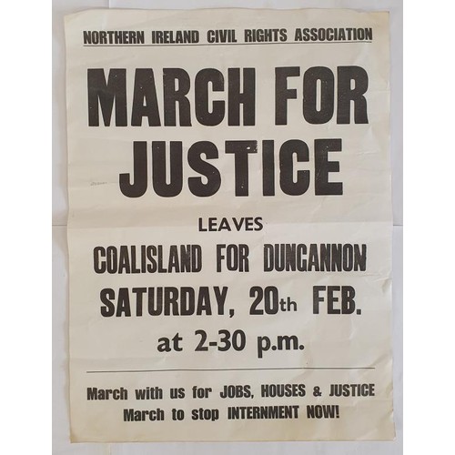 412 - Original Civil Rights Poster – March for Justice Leaves Coalisland for Dungannon Saturday 20th... 