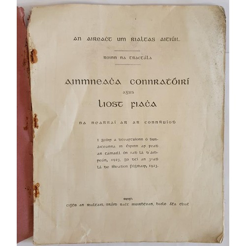 422 - Irish Language: Ainmneaca Connratóiri agus Liost Fiaca; List of Contractors with nice printing from ... 