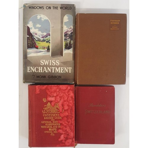 473 - Monk Gibbon, Swiss Enchantment, 1st 1950, 8vo, dj. Continental Railway Guide, Bradshaw, maps etc, c ... 