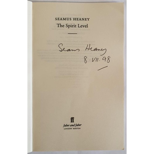 488 - Seamus Heaney Signed, The Spirit Level (Faber & Faber, 1996). Signed (and dated - 8/vii/98) by S... 