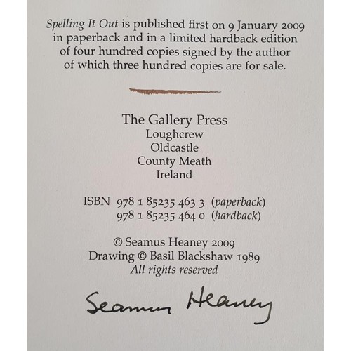 499 - Seamus Heaney Spelling It Out, signed first edition