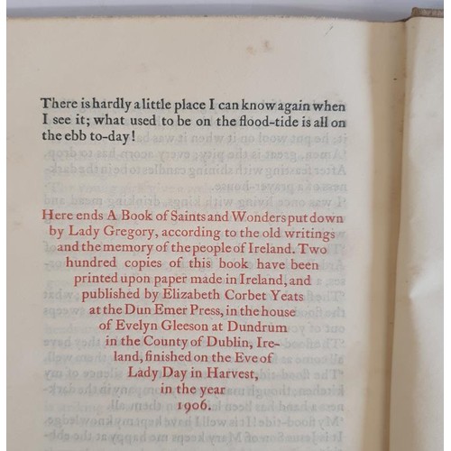 556 - Gregory, Lady Augusta. A Book of Saints and Wonders. Put Down Here According to the Old Writings and... 