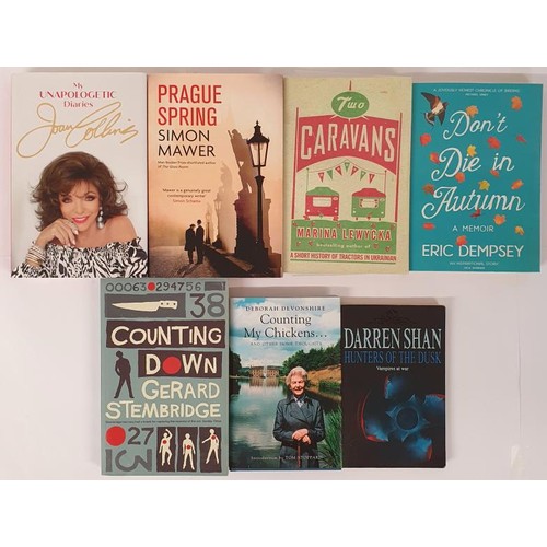 573 - ALL SIGNED TITLES: My Unapologetic Diaries by Joan Collins; Prague Spring by Simon Mawer plus 5 othe... 