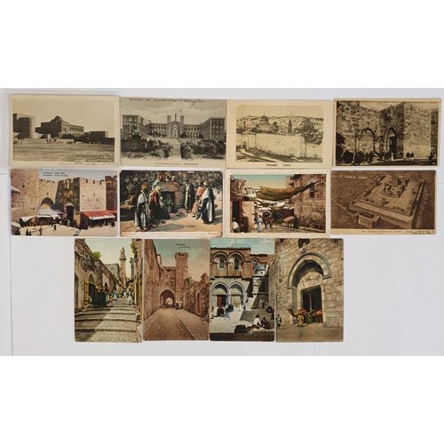 22 - Jerusalem and Bethany 1914 period on. 12 cards, 6 in colour. One card dated 1925 with drawing of a p... 