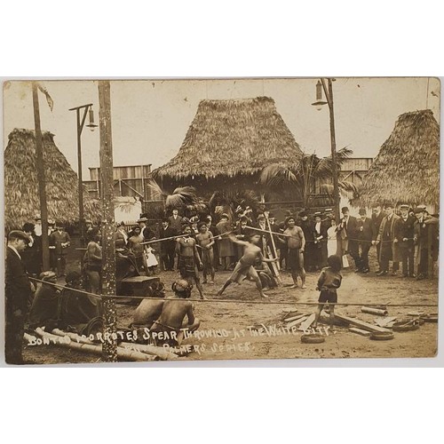 41 - Bontoc Icorrotes [sic] Spear throwing at the White City. Palmers series. [1908] . native people and ... 