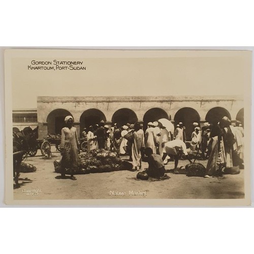 42 - Native Market. Gordon Stationery Khartoum, Port-Sudan. Black and white, unused. Circa 1920