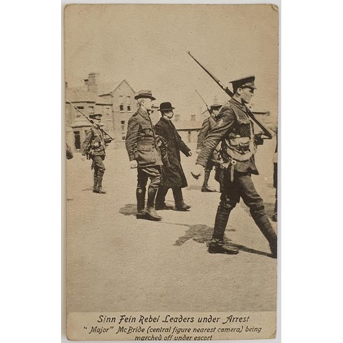 Irish Rebellion, 1916. Picture Postcard - Sinn Fein Rebel Leaders Under Arrest "Major" McBride (central figure nearest camera) being marched off under escort. Un-used