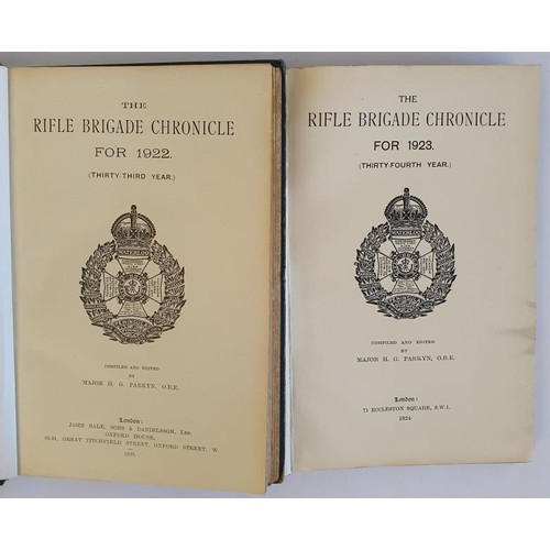 283 - The Rifle Brigade Chronicle for 1922 and Rifle Brigade Chronicle for 1923. Cloth. The Rifle Brigade ... 