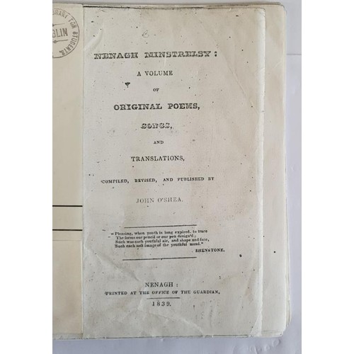 322 - Tipperary: Nenagh Minstrelsy: A Volume of Original Poems, Songs and Translations, Compiled,Revised a... 