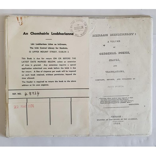 322 - Tipperary: Nenagh Minstrelsy: A Volume of Original Poems, Songs and Translations, Compiled,Revised a... 