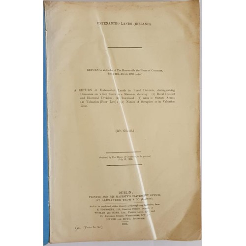 325 - Untenanted Lands (Ireland). Returns of Untenanted Lands in Rural District, distinguishing Demesnes o... 