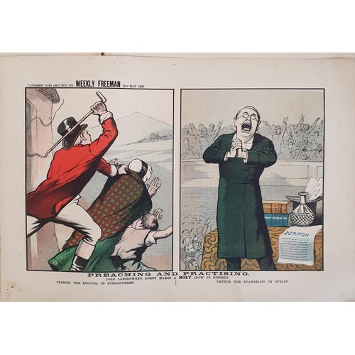 327 - Weekly Freeman, Cartoons forming Political History of Ireland , 1887 with appropriate verses; c 50 i... 