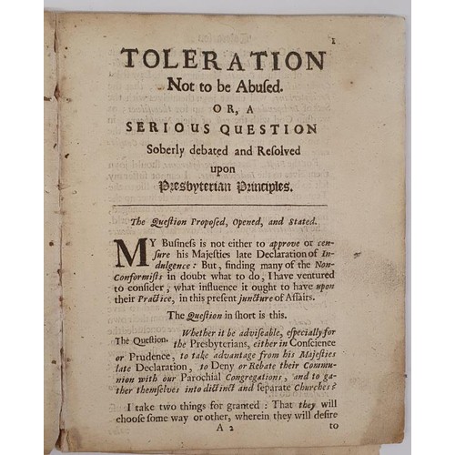 355 - [17th century work] Toleration not to be Abused or a serious question soberly debated and resolved u... 