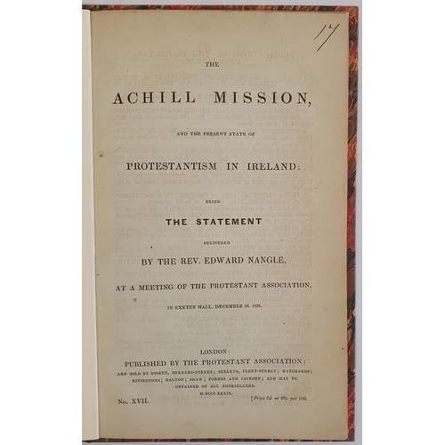 358 - Rev. E. Nangle.The Achill Mission and The Present State of Protestants in Ireland. 1838. Attractive ... 