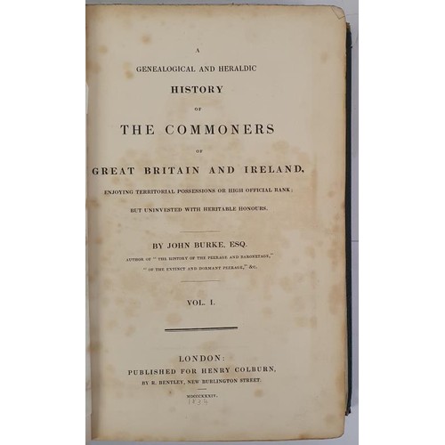 376 - John Burke. A Genealogical & Heraldic History of the Commoners of Great Britain and Ireland. 183... 