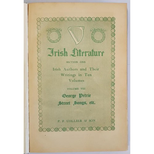 386 - Irish Literature, 5 vols ex 10, 1904; includes Gaelic authors and index; green embossed covers; now ... 