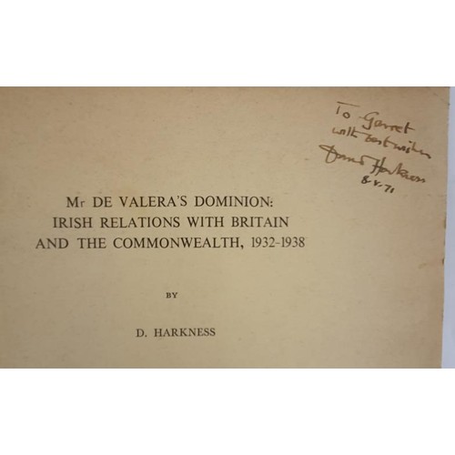 56 - Irish Booklets/Pamphlets: Mr De Valera's Dominion: Irish Relations with Britain by D Harknee SIGNED ... 