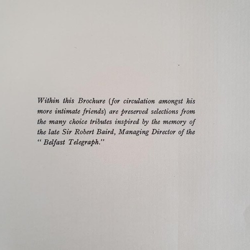 185 - In Memoriam Sir Robert Baird. Belfast: Privately printed in 1934. Original black calf with gilt-stam... 