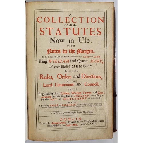 205 - A Collection of all the Statutes now in use; with notes in the margin, to the reigns of our late mos... 