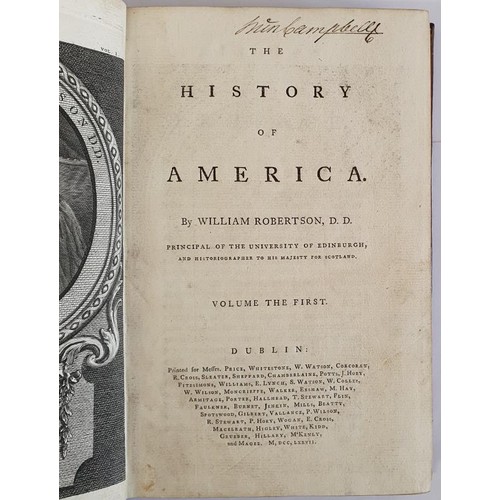 244 - William Robertson. The History of America. Dublin. 1877. 3 volume set in fine contemporary binding. ... 