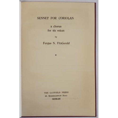 293 - Sennet for Coriolan a chorus for six voices. Fitzgerald, Fergus N: Published by Dublin, Gayfield Pre... 