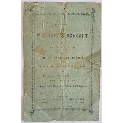 299 - [rare County Cavan Masonic item]. Grand Masonic Concert in the Town Hall, Cootehill on Tuesday 21st ... 