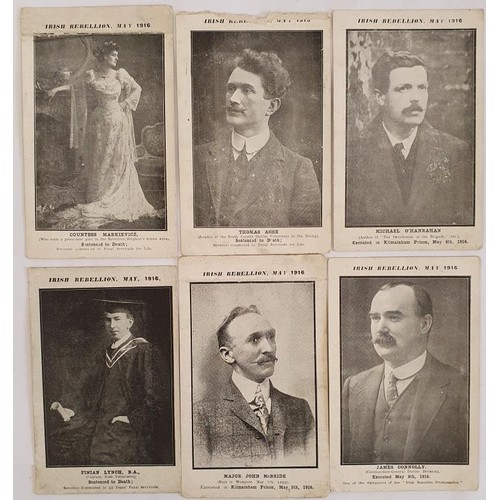 306 - Irish Rebellion, 1916. 6 Original Picture Postcards - Countess Markievicz; Thomas Ashe; Michael O'Ha... 