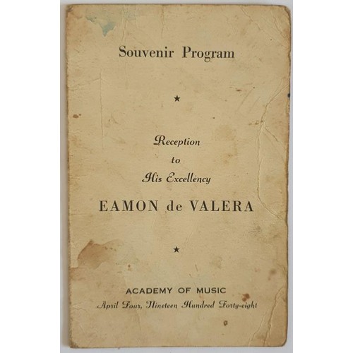 316 - Souvenir Program. Reception to His Excellency Eamon De Valera. Academy of Music. April Four, Ninetee... 