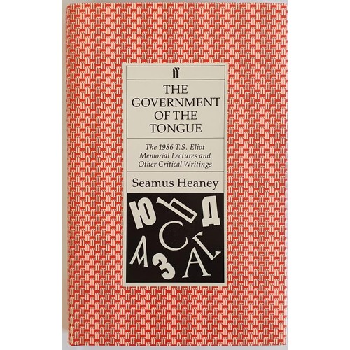 528 - The Government of the Tongue, S Heaney,1986,Faber & Faber, HB/DJ, First, T S Elliott Memorial Le... 