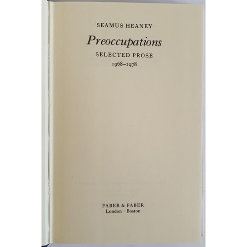 529 - Preoccupations, S Heaney, 1980, Faber & Faber HB/DJ,Selected Prose, 1968/78