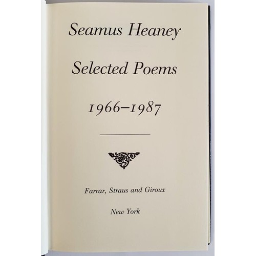 540 - Selected Poems, 1966 - 1987, S Heaney, 1990, Farrar, Straus, Giroux, New York SB Scarce,