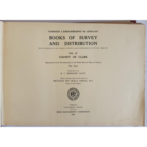 3 - Simington and Mac Coille, Books of Survey and Distribution, 1636-1703, Vol 1V, Co Clare, IMC, 1967. ... 