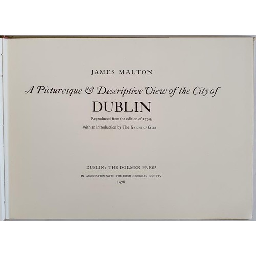 17 - Malton's Dublin. 1978. Quarto. Plates. Introduction by the Knight of Glin. Pictorial d.j.