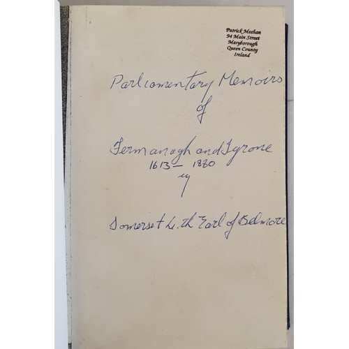 122 - The Members of Parliament of Fermanagh and Tyrone 1613-1886 by Somerset, 4th Earl of Belmore.(copy) ... 