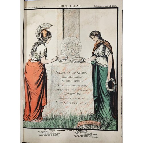 179 - United Ireland & Weekly Freeman - a folio bound collection of c.90+ Full page colour supplements... 