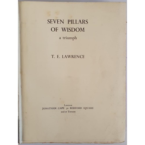 187 - LAWRENCE, T.E. – Seven Pillars of Wisdom published 1935. First UK Edition, First Printing. 672... 