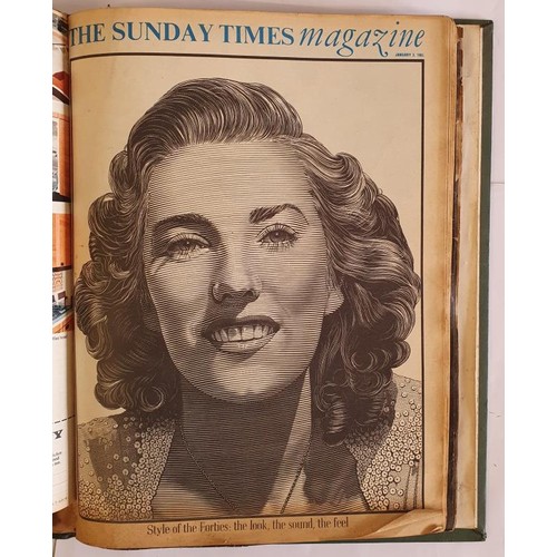 608 - Collection of Sunday Times Magazine Extracts from the 1960's and 1970's. 2 Volumes Green Cloth bindi... 