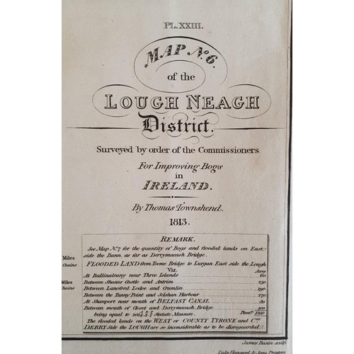 624 - [Large format historic Bog Map] Map No. 6 of the Lough Neagh District, by Thomas Townshend. 1813. La... 