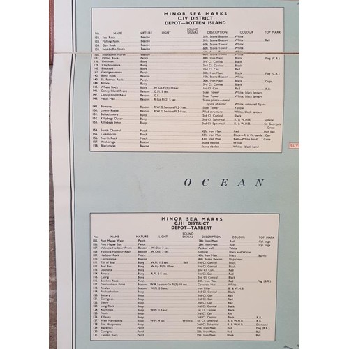 637 - Chart of Lighthouses and Other Sea Marks on the Coast of Ireland 1957 by Commissioners of Irish Ligh... 