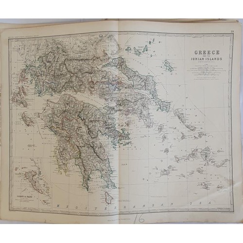 639 - Keith Johnston's General Atlas. Lacks title page, boards etc.. Contains complete maps as follows - T... 